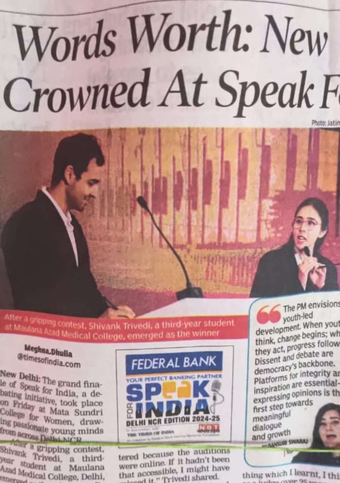 Featured in Times of India
